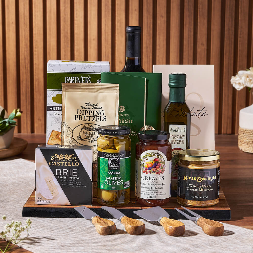 Delicious Gathering Wine &amp; Cheese Gift Set from Philadelphia Baskets - Wine Gift Basket - Philadelphia Delivery.