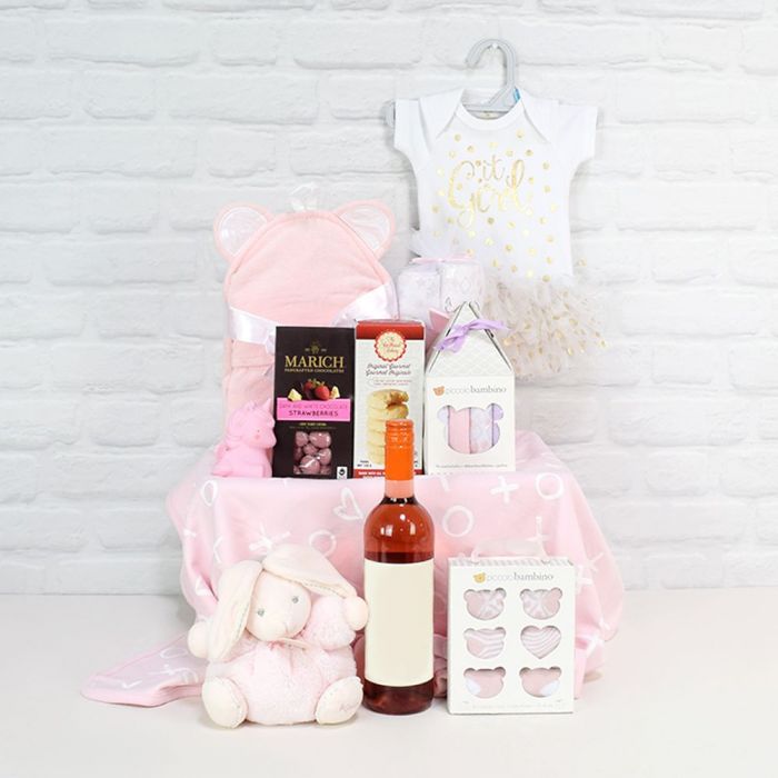 Deluxe Mommy & Baby Girl Gift Basket from Philadelphia Baskets - Wine Gift Set - Philadelphia Delivery.