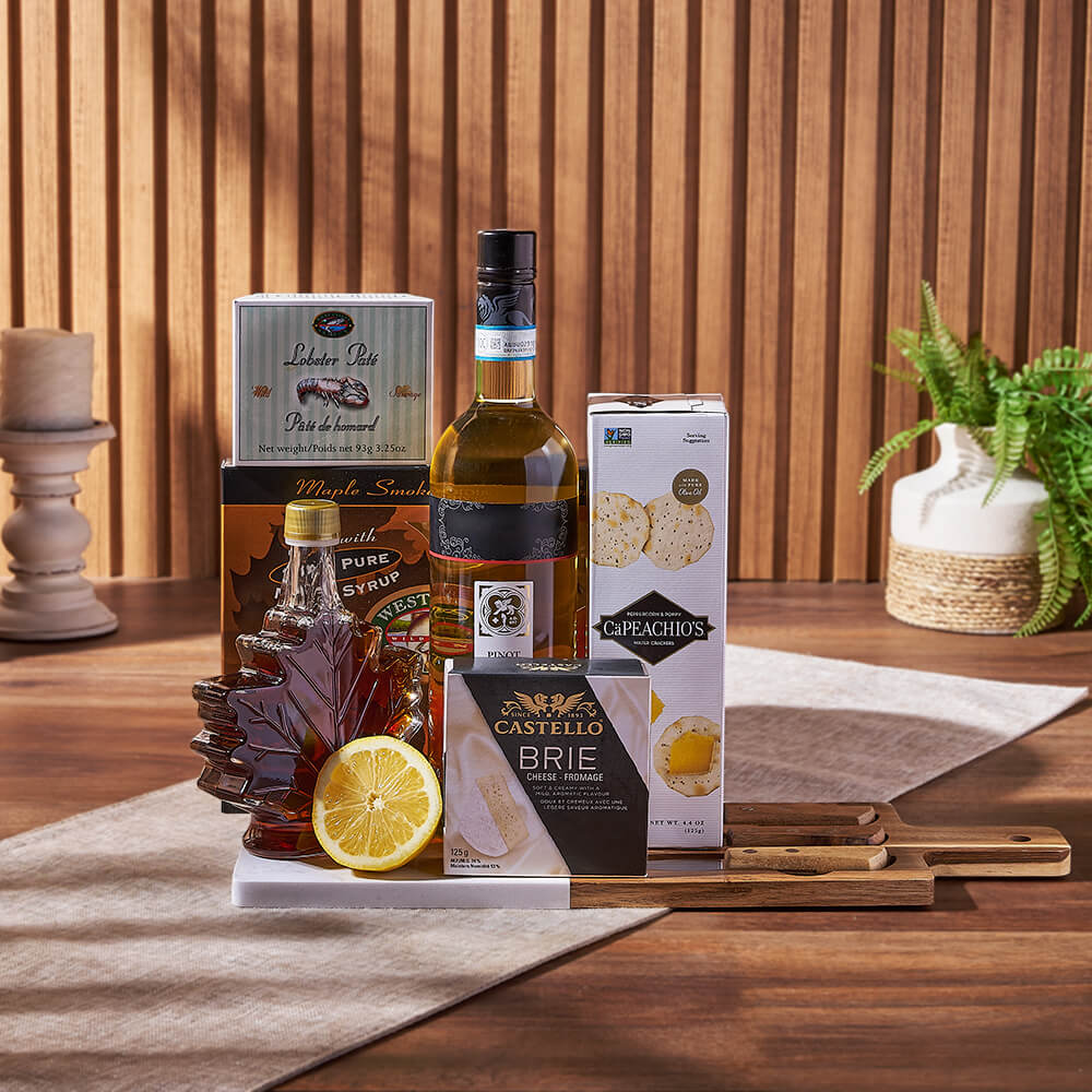 Deluxe Smoked Salmon &amp; Citrus Gift Basket with Wine from Philadelphia Baskets - Wine Gift Set - Philadelphia Delivery