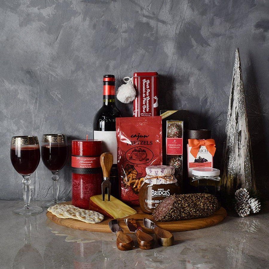 Deluxe Yuletide Wine & Cheese Gift Basket from Philadelphia Baskets - Wine Gift Set - Philadelphia Delivery.