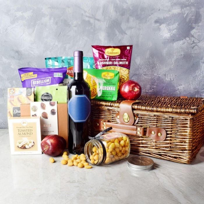 Diwali Gift Basket With Sparkling Gifts &amp; Goodies from Philadelphia Baskets - Wine Gift Set - Philadelphia Delivery.
