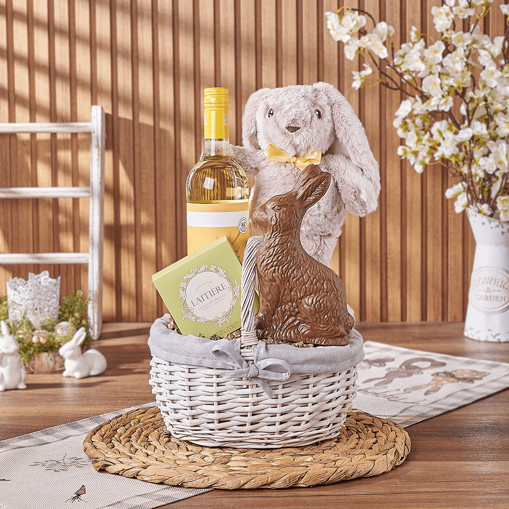 Easter Bunny Wine &amp; Chocolate Basket, easter gift, easter, wine gift, wine, chocolate gift, chocolate, Philadelphia delivery