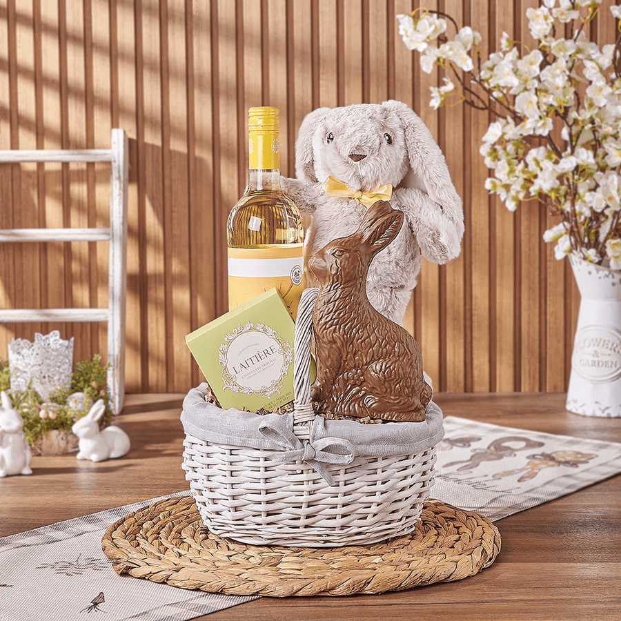 Easter Bunny Wine & Chocolate Basket, easter gift, easter, wine gift, wine, chocolate gift, chocolate, Philadelphia delivery
