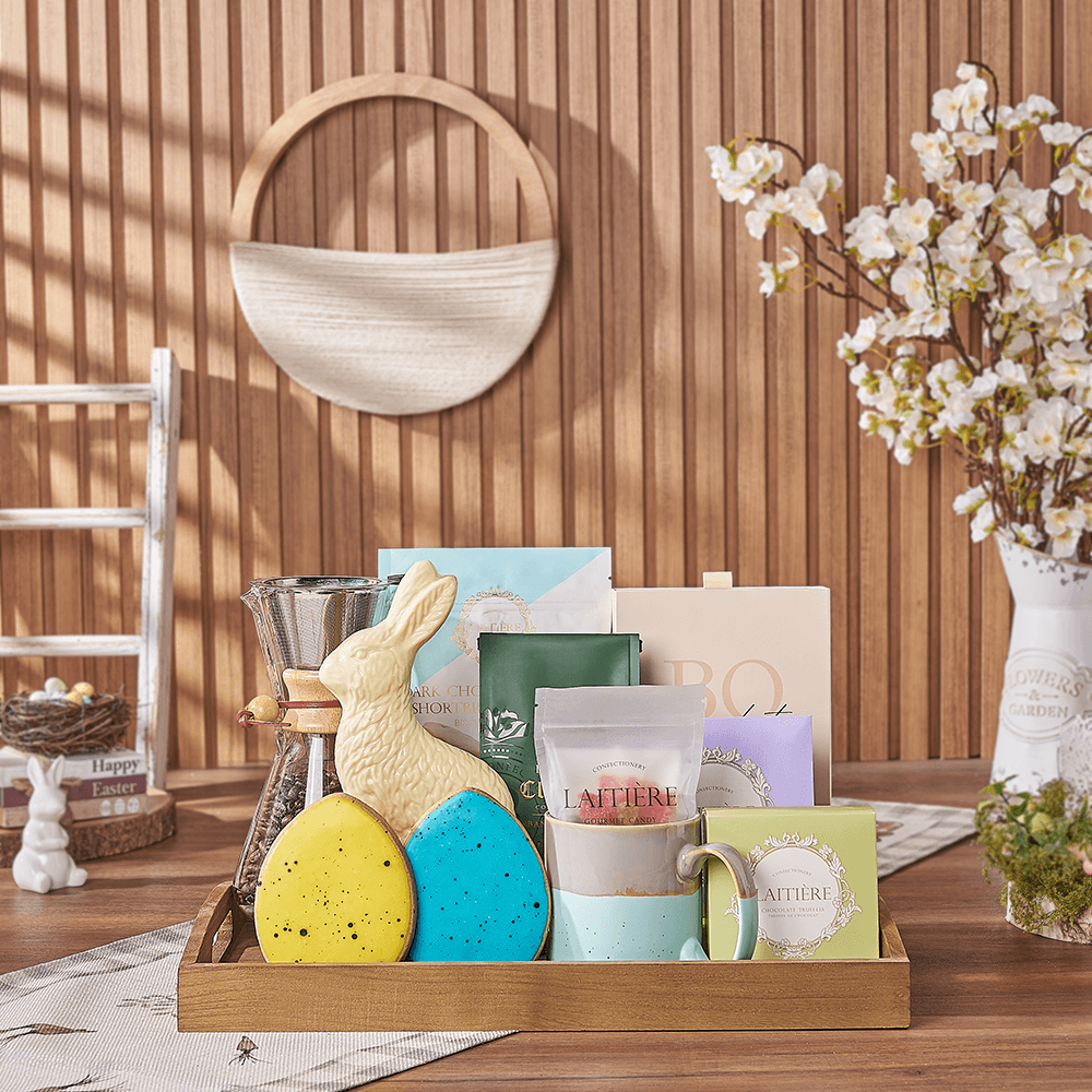 Easter Coffee & Treat Tray, easter gift, easter, chocolate gift, chocolate, cookie gift, cookie, coffee gift, coffee, Philadelphia Delivery