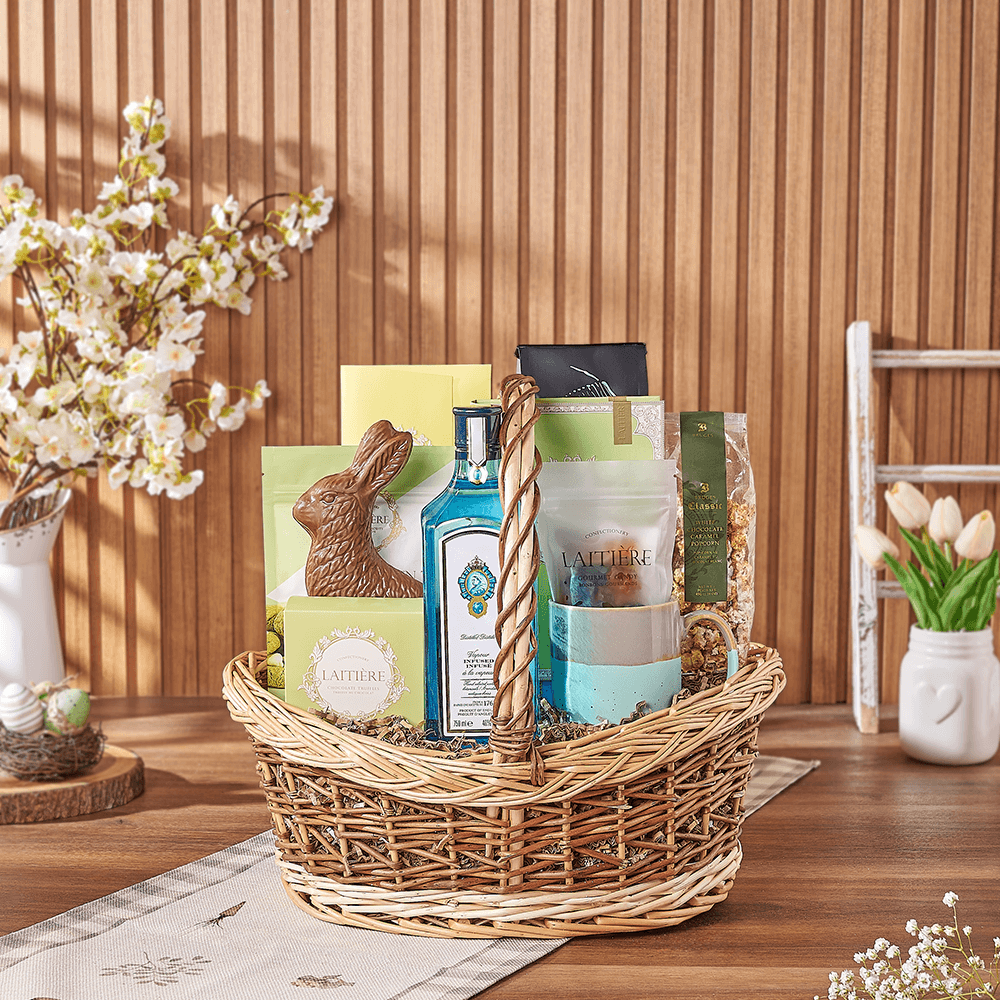 Easter Spirits & Coffee Basket, easter gift, easter, liquor gift, liquor, chocolate gift, chocolate, coffee gift, coffee, Philadelphia delivery