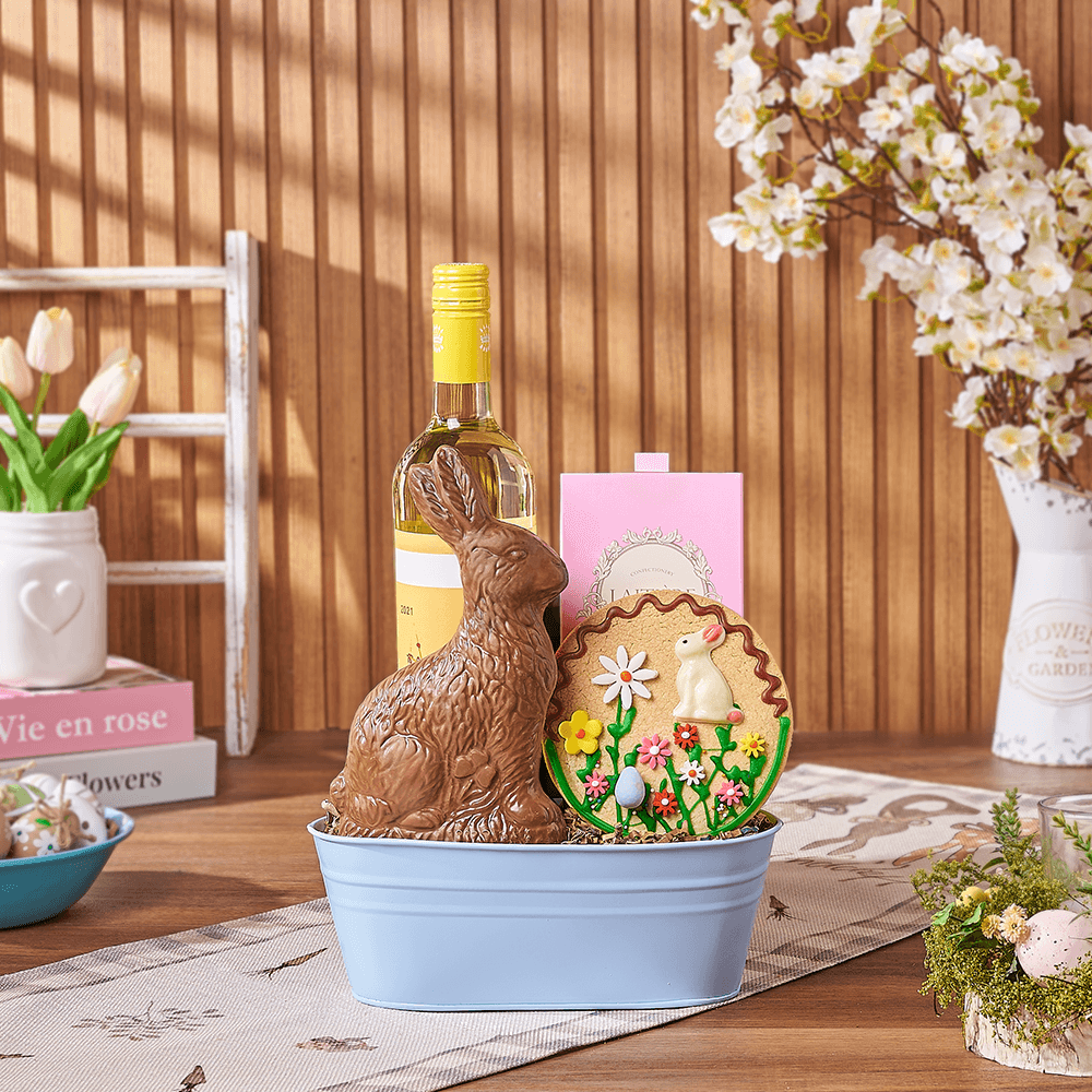Easter Wine &amp; Chocolate Bunny Gift, wine gift, wine, chocolate gift, chocolate, easter gift, easter, Philadelphia delivery