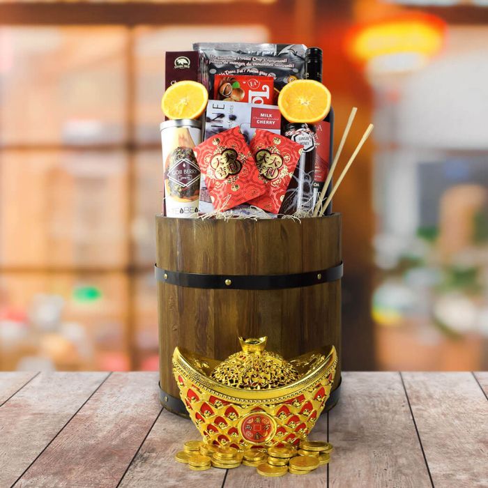 Everlasting Fortune &amp; Festive Wishes Gift Basket from Philadelphia Baskets - Wine Gift Set - Philadelphia Delivery.