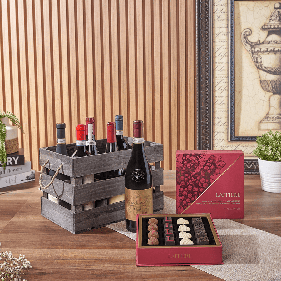 Exceptional Wine Gift Crate - Premium Wines, wine gift, wine, chocolate gift, chocolate, luxury gift, luxury, Philadelphia delivery