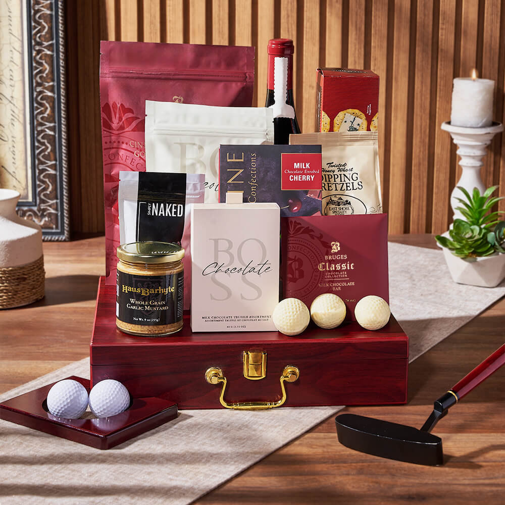 Executive Golf Wine &amp; Snack Gift Set from Philadelphia Baskets - Wine Gift Basket - Philadelphia Delivery.