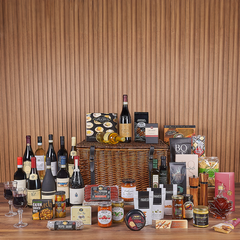 Exquisite Wine &amp; Goodie Basket - Premium Wines, wine gift, wine, chocolate gift, chocolate, luxury gift, luxury, Philadelphia delivery