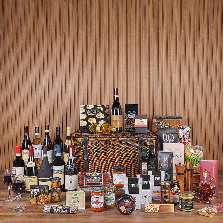 Exquisite Wine & Goodie Basket - Vintage Premium Wines, wine gift, wine, chocolate gift, chocolate, luxury gift, luxury, Philadelphia delivery