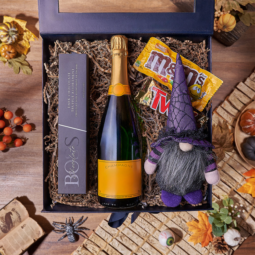 Halloween Treats and Sparkling Wine Box – how the gift is presented