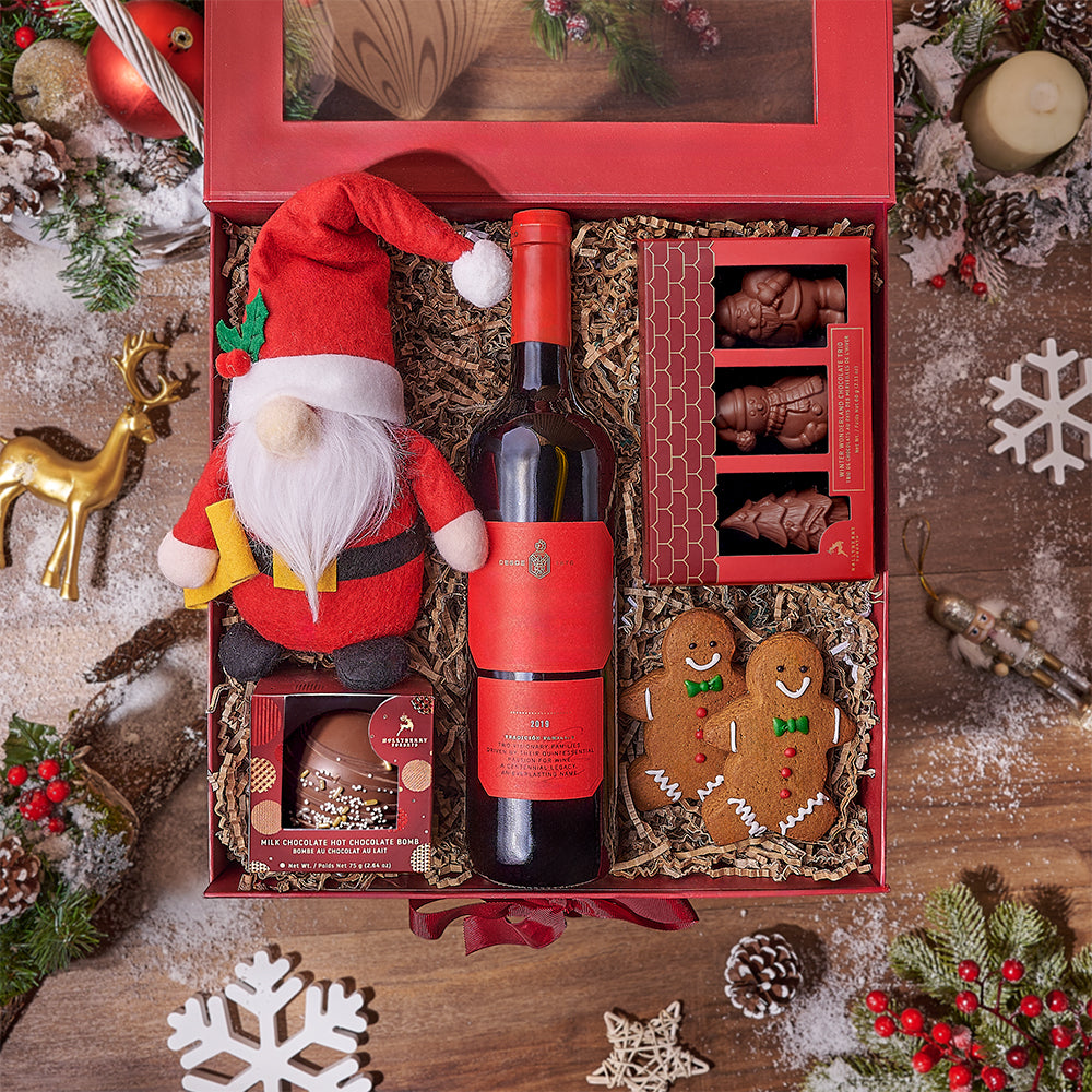 Gingerbread Man &amp; Wine Gift Set, wine gift, wine, chocolate gift, chocolate, christmas gift, christmas, Philadelphia delivery