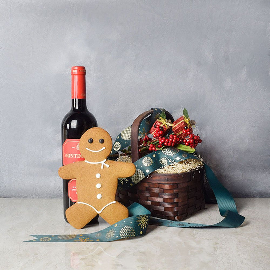 Gingerbread Man & Wine Gift Set from Philadelphia Baskets - Wine Gift Basket - Philadelphia Delivery.