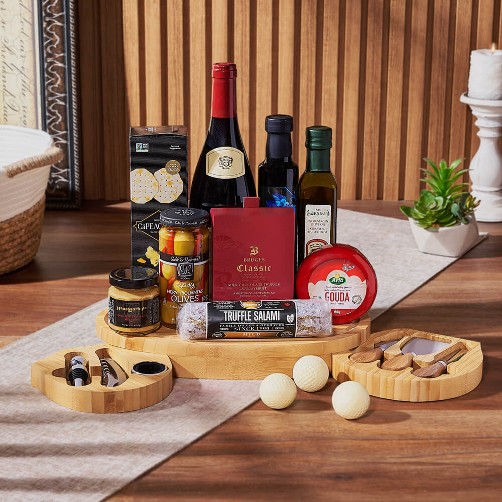 Golf Lover's Wine Basket – how the gift is presented