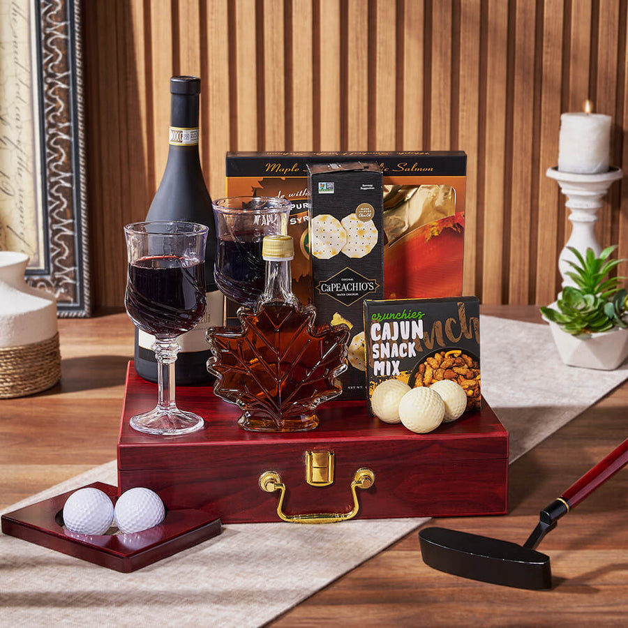 Golf Practice & Wine Gift from Philadelphia Baskets - Wine Gift Set - Philadelphia Delivery.