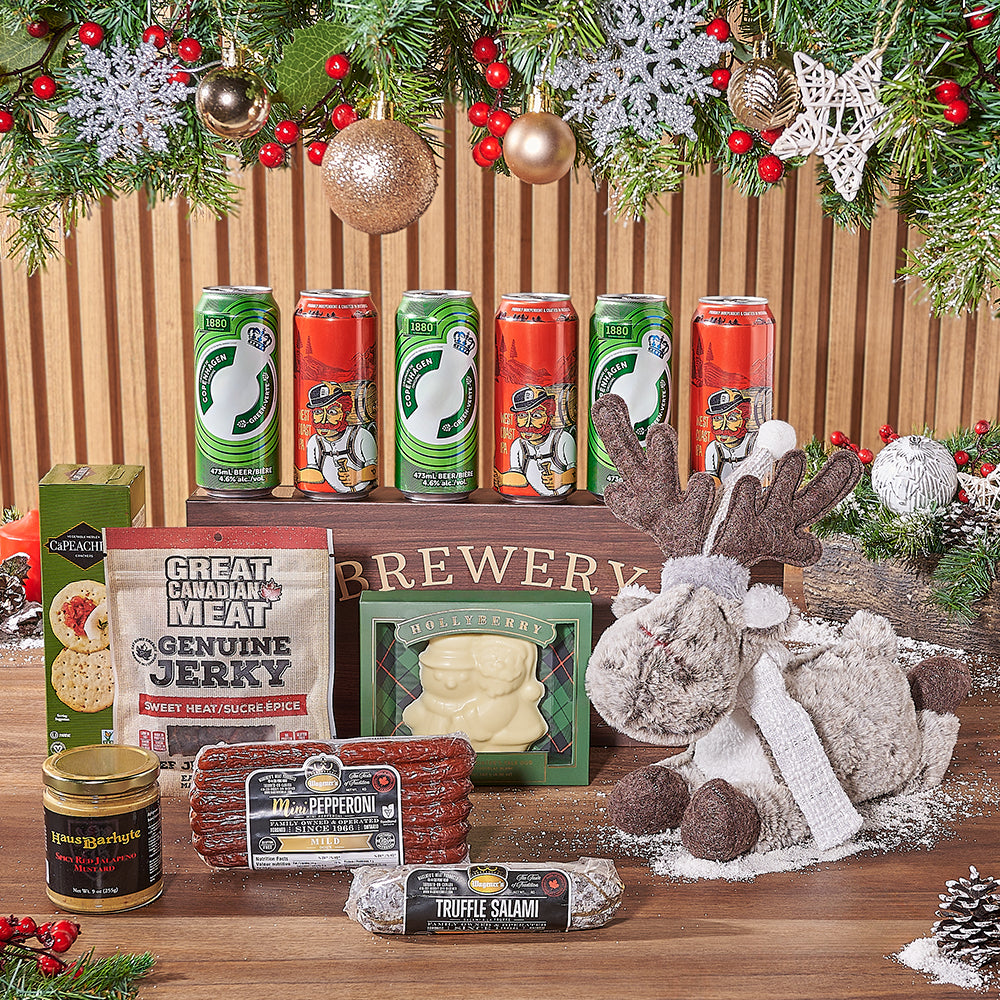 Christmas Beer and Snack Basket – how the gift is presented
