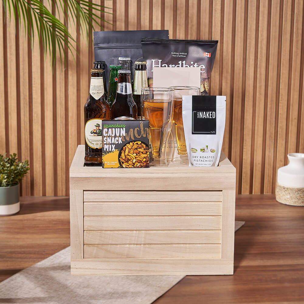 Gourmet Snack &amp; Beer Gift Crate from Philadelphia Baskets - Beer Gift Set - Philadelphia Delivery