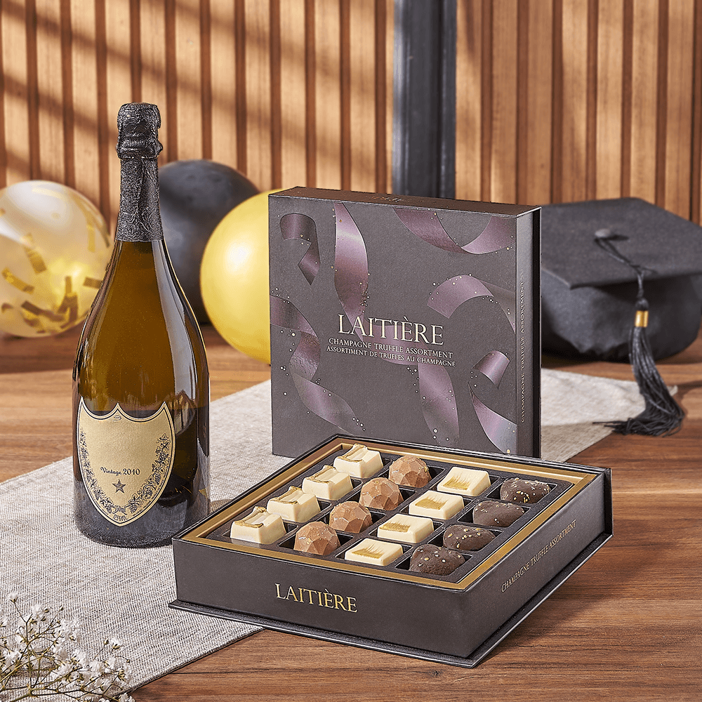 Graduation Champagne & Truffle Gift, graduation gift, graduation, champagne gift, champagne, sparkling wine gift, sparkling wine, chocolate gift, chocolate, Philadelphia delivery