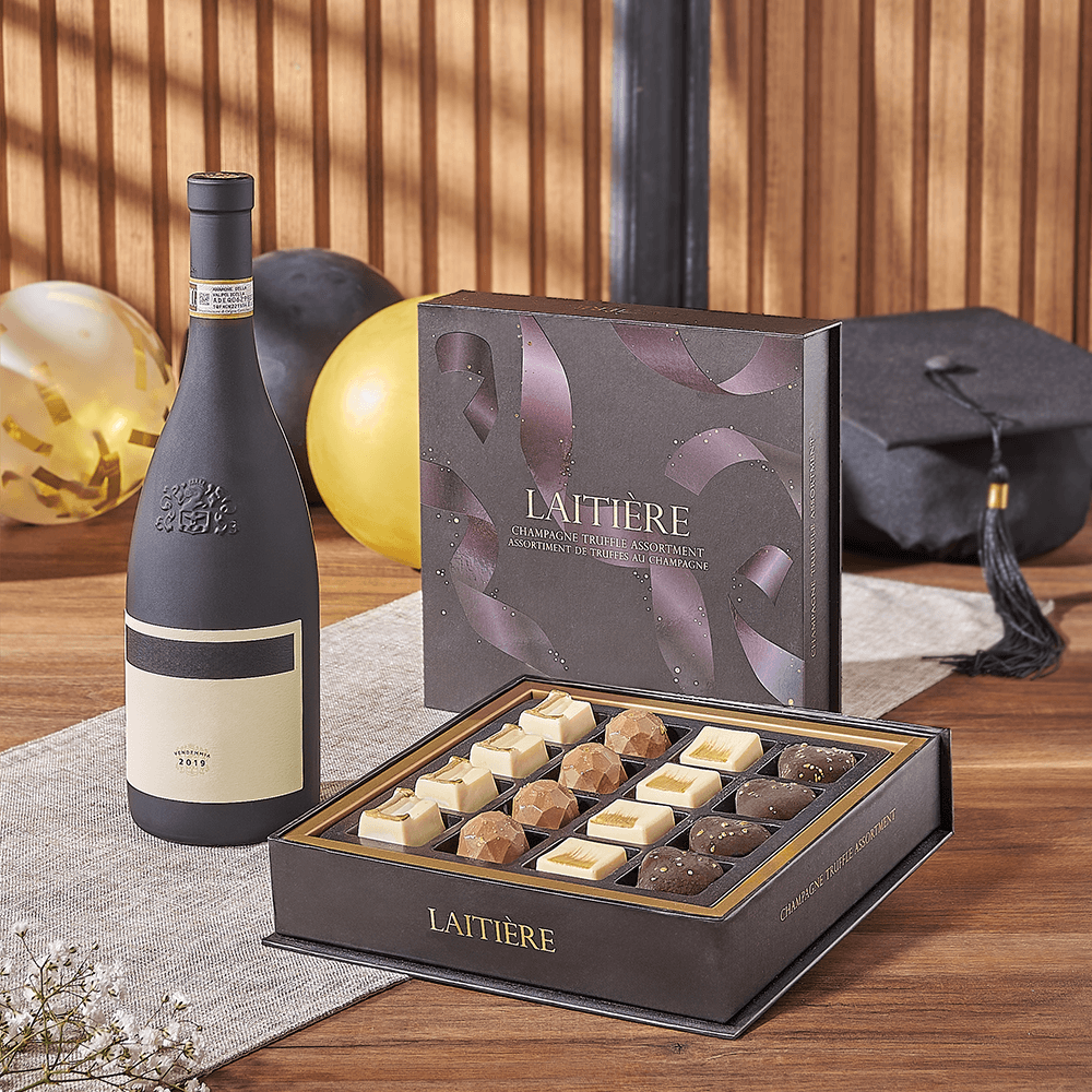 Graduation Wine & Truffle Gift, graduation gift, graduation, wine gift, wine, chocolate gift, chocolate, Philadelphia delivery