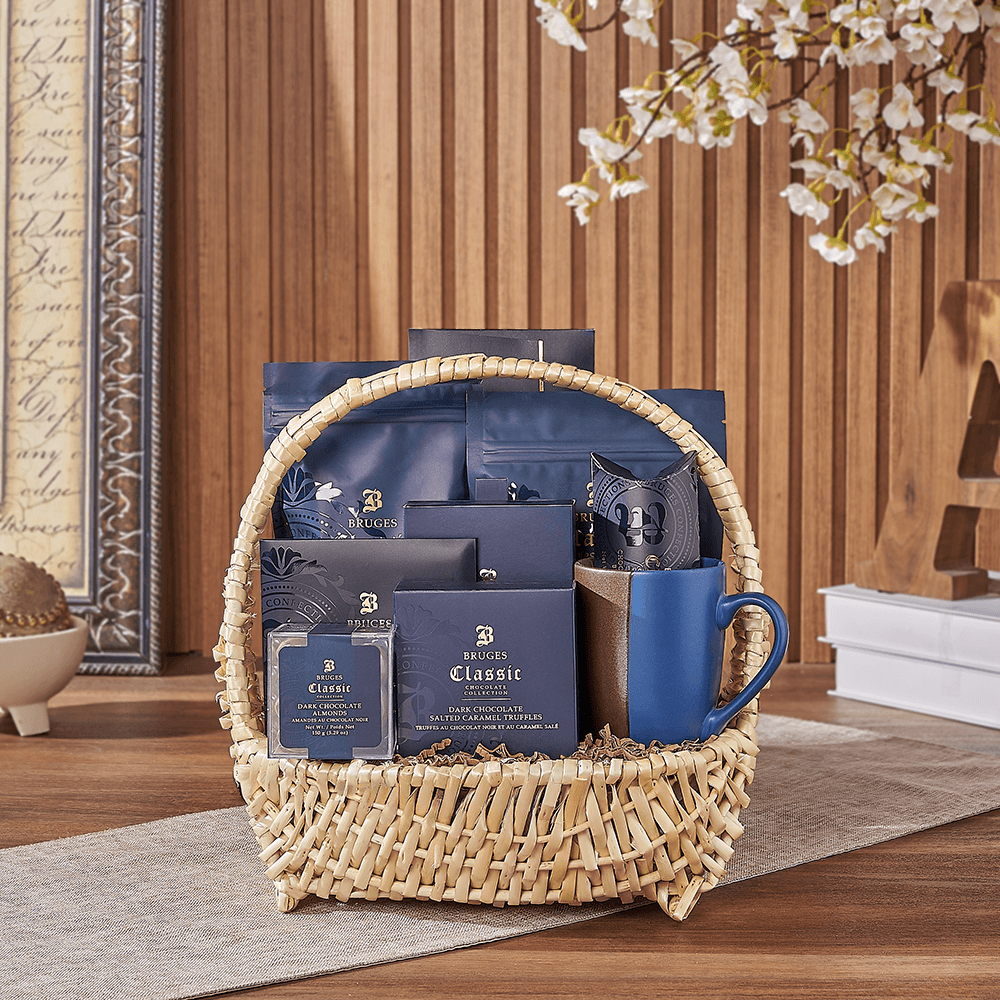 Halal Bruges Chocolate Treat Basket – how the gift is presented