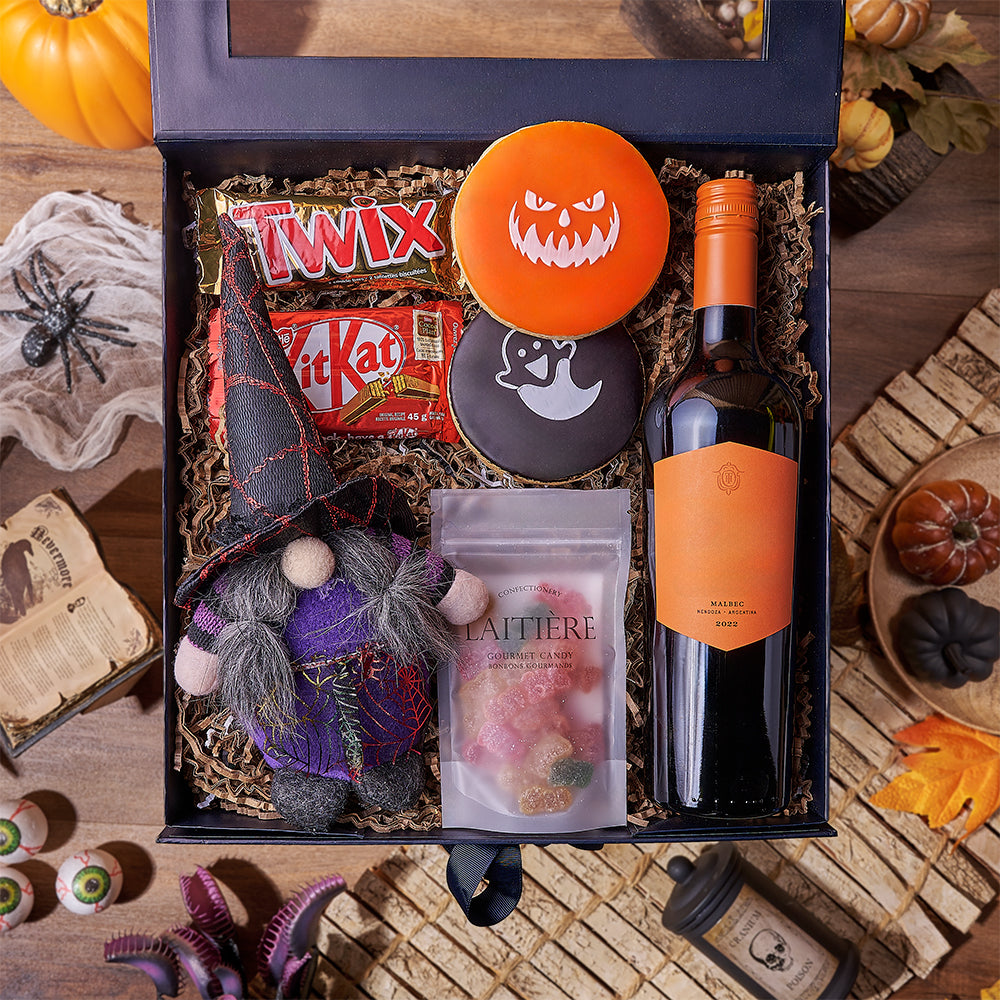 Halloween Wine &amp; Treats Box, wine gift, wine, cookie gift, cookie, halloween gift, halloween, Philadelphia delivery