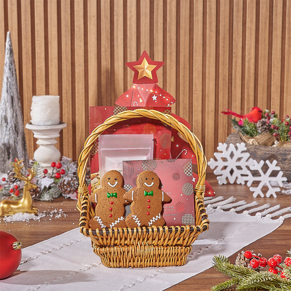 Christmas Cookie and Chocolate Gift Basket – how the gift is presented