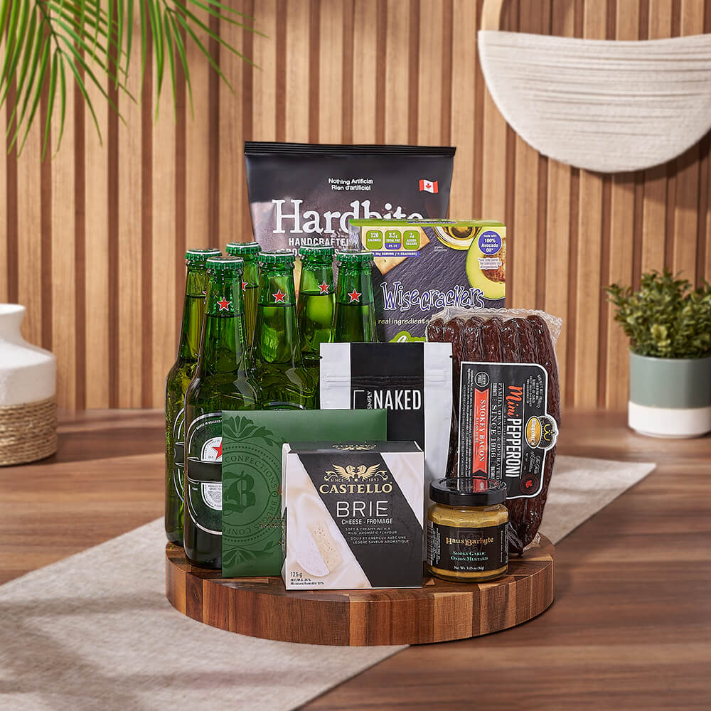 Heineken Beer &amp; Snacks Basket from Philadelphia Baskets - Beer Gift Set - Philadelphia Delivery.