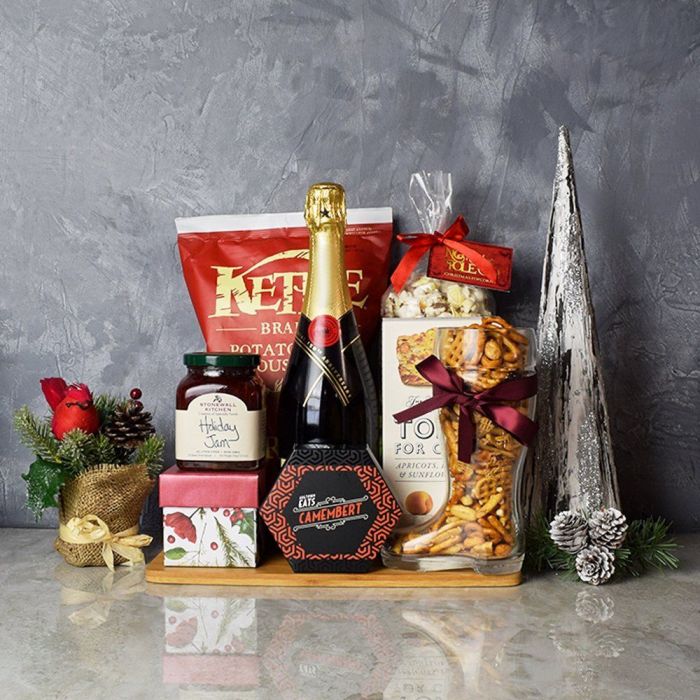 Holiday Champagne & Cheese Snack Basket from Philadelphia Baskets - Philadelphia Delivery