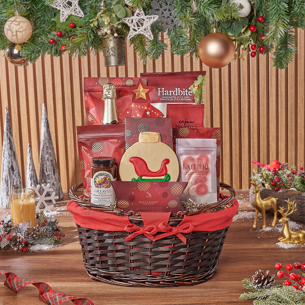 Sparkling Wine with Holiday Snacks – how the gift is presented