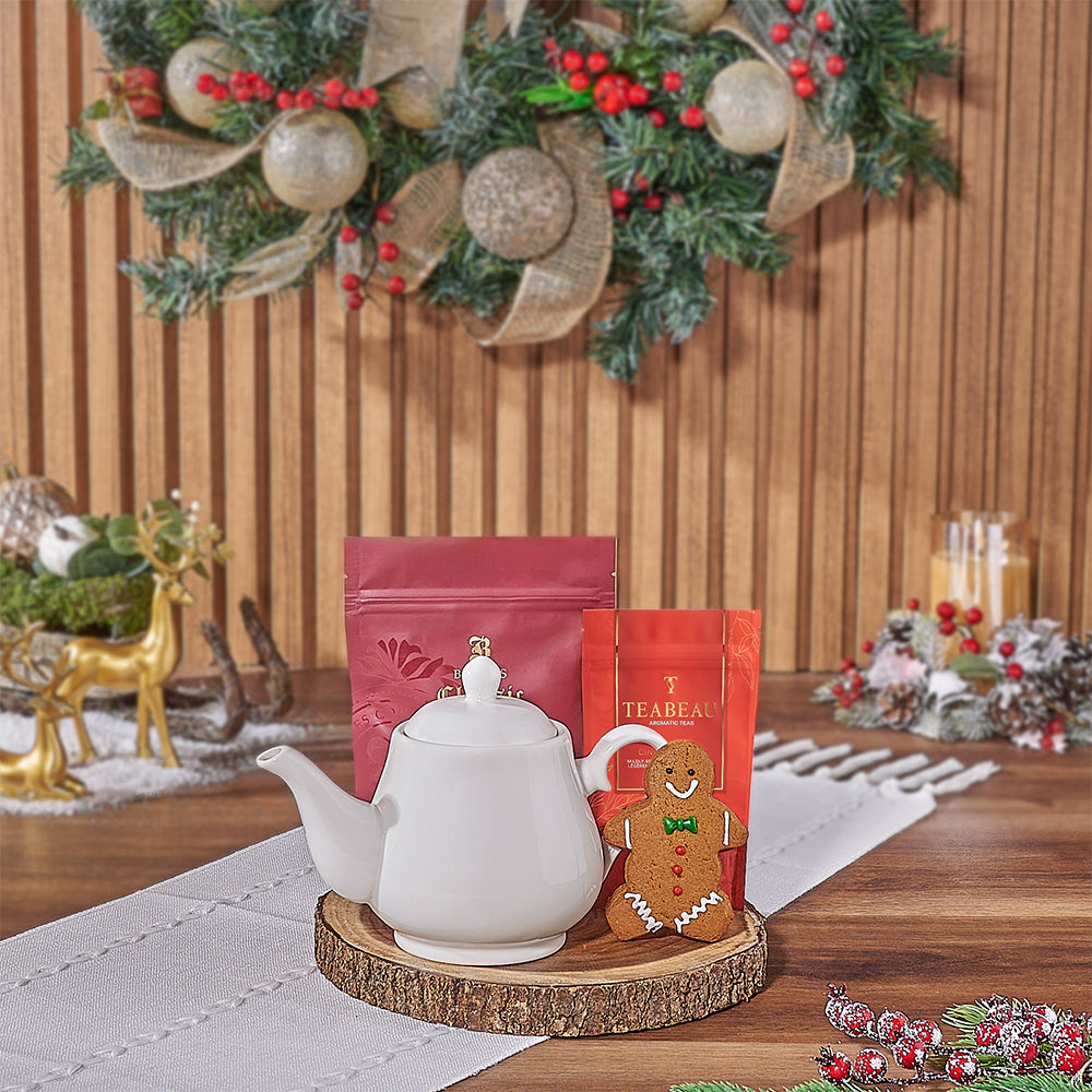 Holiday Tea &amp; Cookies Gift Basket, tea gift, tea, cookie gift, cookie, Christmas gift, christmas, Philadelphia delivery