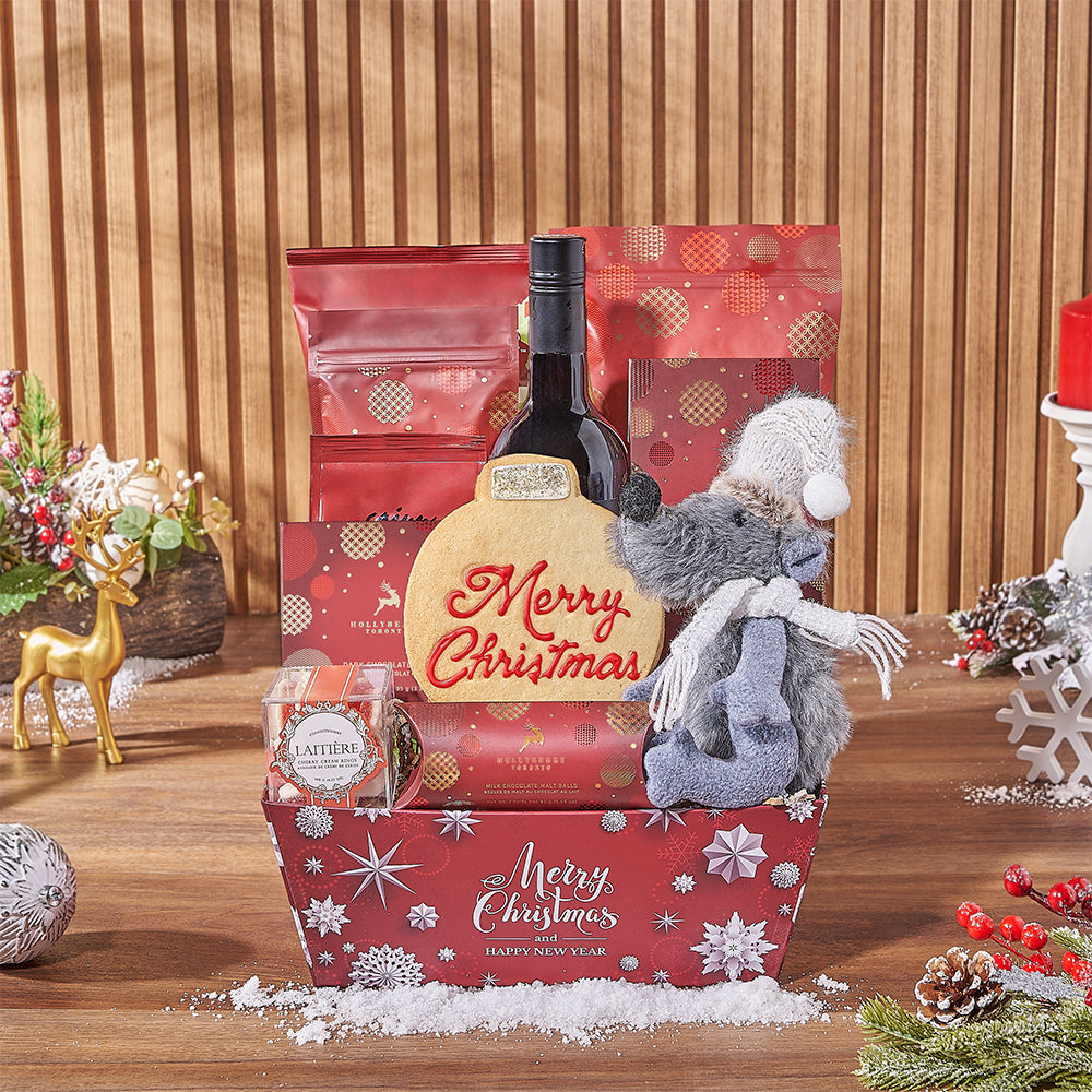 Holiday Treats &amp; Wine Gift Basket, wine gift, wine, chocolate gift, chocolate, christmas gift, christmas, holiday gift, holiday, Philadelphia delivery