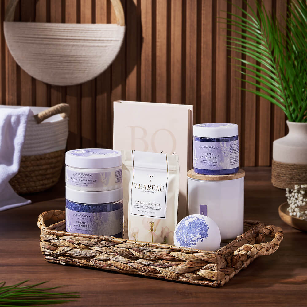 Lavender and Tea Spa Crate, spa gift, spa, bath &amp; body gift, bath &amp; body, tea gift, tea, Philadelphia Delivery