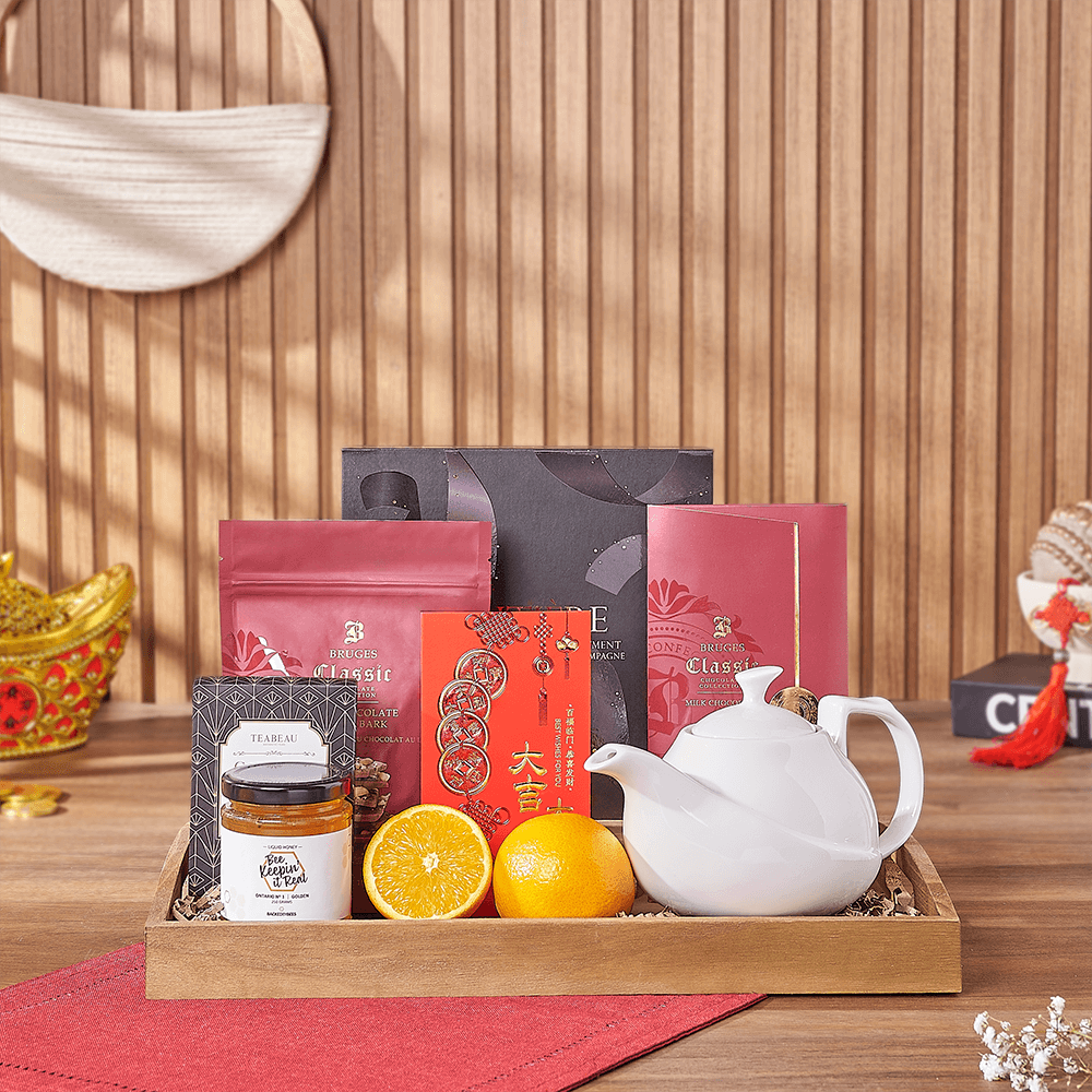 Lucky Tea Time Gift Tray, chinese new year gift, chinese new year, lunar new year gift, lunar new year, tea gift, tea, Philadelphia delivery