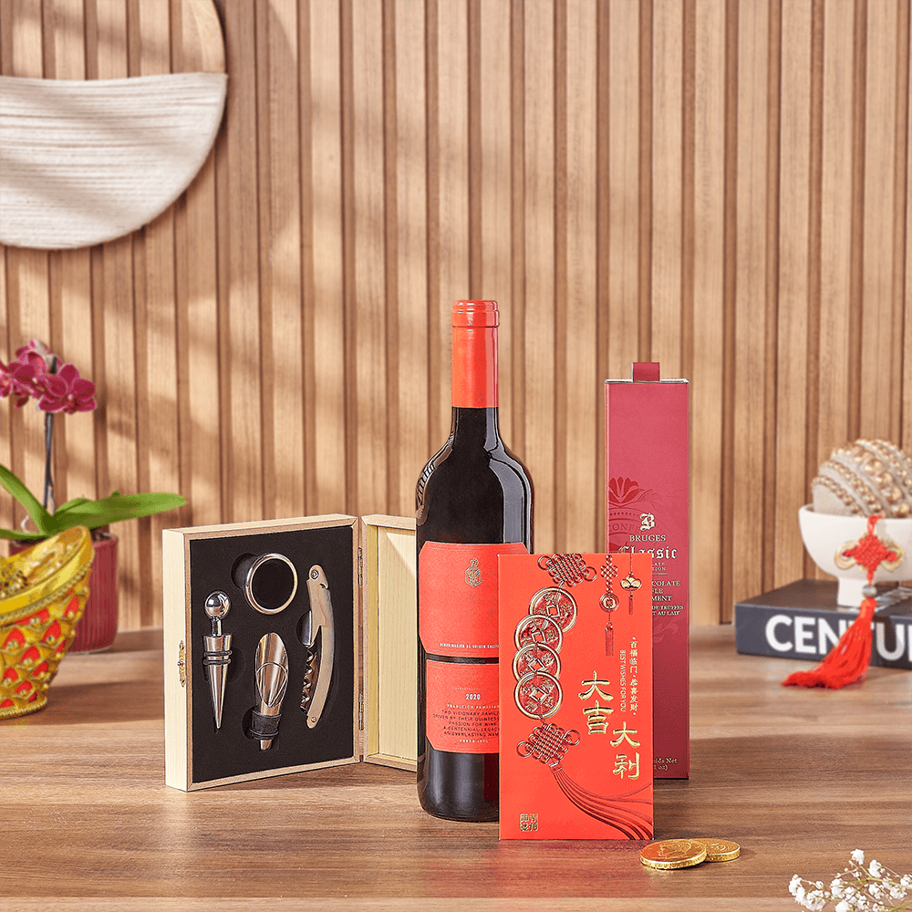 Lucky Wine & Chocolate Gift Set, chinese new year gift, chinese new year, lunar new year gift, lunar new year, Philadelphia delivery