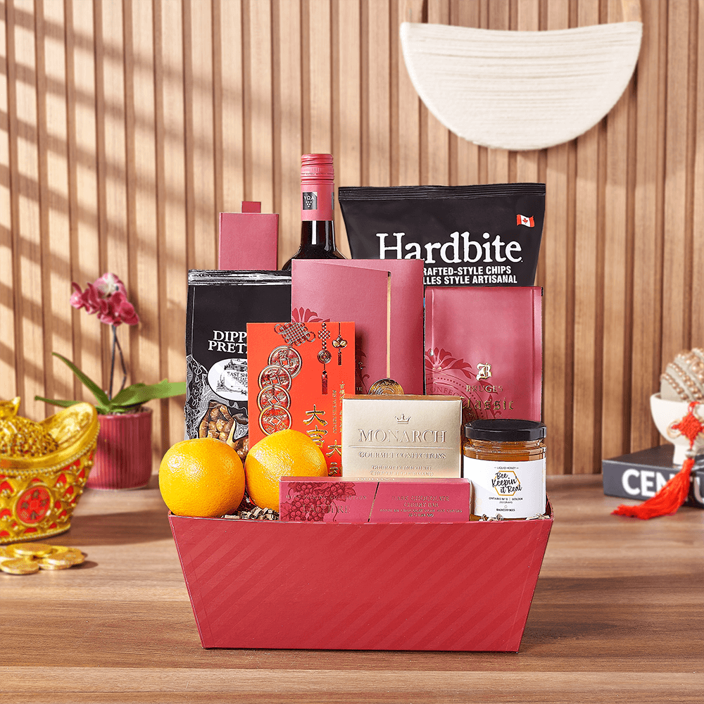 Lucky Wine & Snack Gift Set, wine gift, wine, chinese new year gift, chinese new year, lunar new year gift, lunar new year, Philadelphia delivery