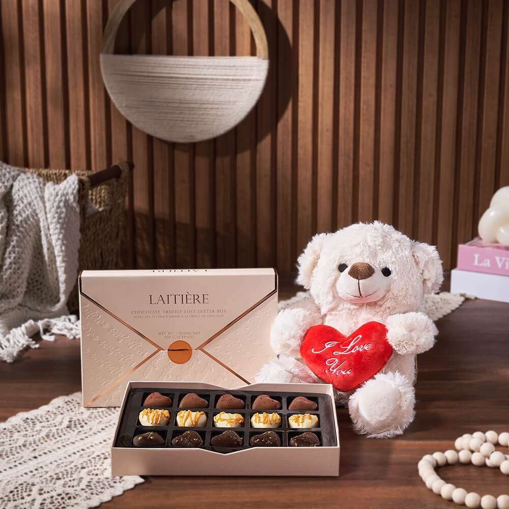 Luxury Truffle &amp; Bear Gift Set from Philadelphia Baskets - Sweets Gift Basket - Philadelphia Delivery.