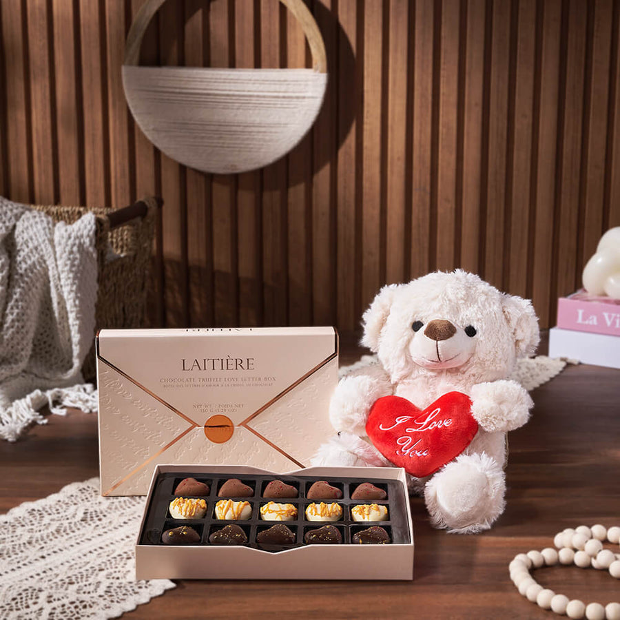 Luxury Truffle & Bear Gift Set from Philadelphia Baskets - Sweets Gift Basket - Philadelphia Delivery.