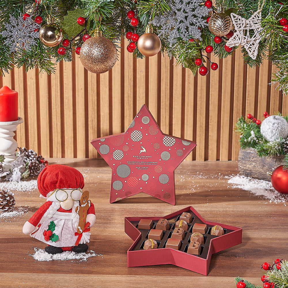 Mrs. Claus &amp; Gourmet Chocolates Gift Set, chocolate gift, chocolate, Christmas gift, Christmas, Philadelphia delivery