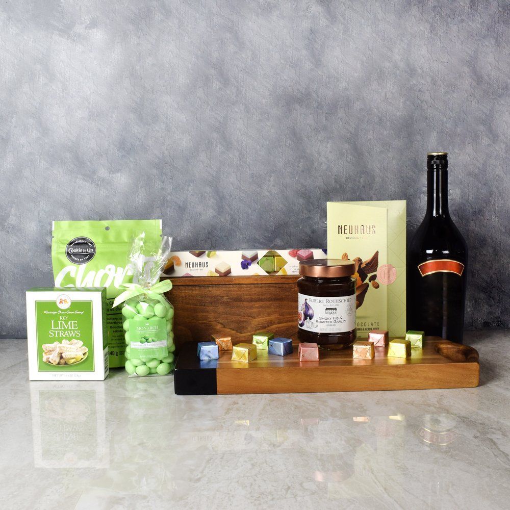New York Chocolate &amp; Liqour Basket from Philadelphia Baskets - Liquor Gift Set - Philadelphia Delivery