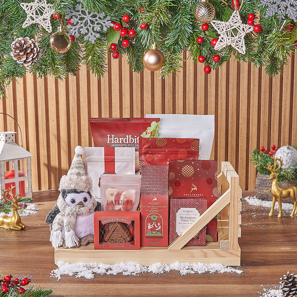Festive Chocolate and Tea Treats Basket – how the gift is presented
