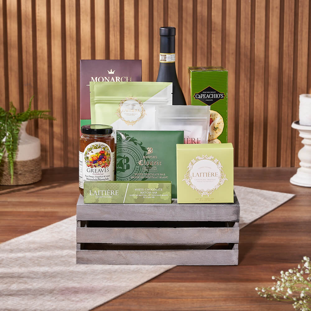 Oakridge Wine &amp; Snack Gift Crate, wine gift, wine, chocolate gift, chocolate, cookie gift, cookie, Philadelphia Delivery