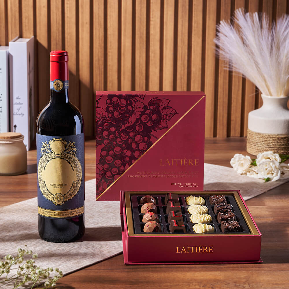 Wine with Truffle Assortment Gift – how the gift is presented