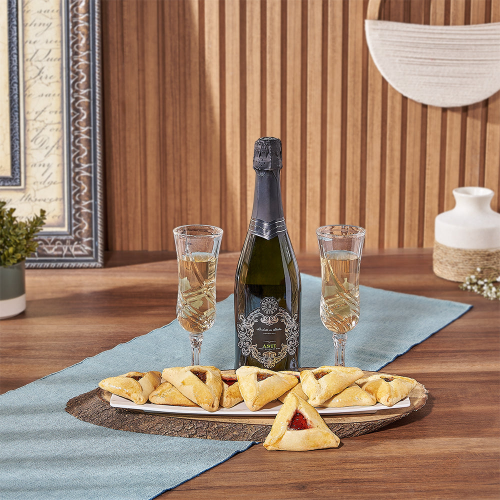 Purim Champagne &amp; Cookie Gift from Philadelphia Baskets - Champagne Gift Set - Philadelphia Delivery