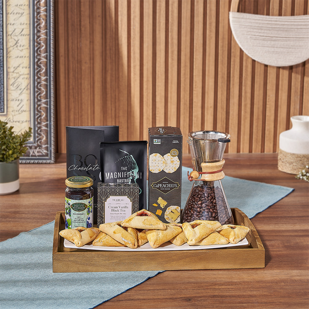Purim Coffee &amp; Tea Tray from Philadelphia Baskets - Coffee Gift Basket - Philadelphia Delivery