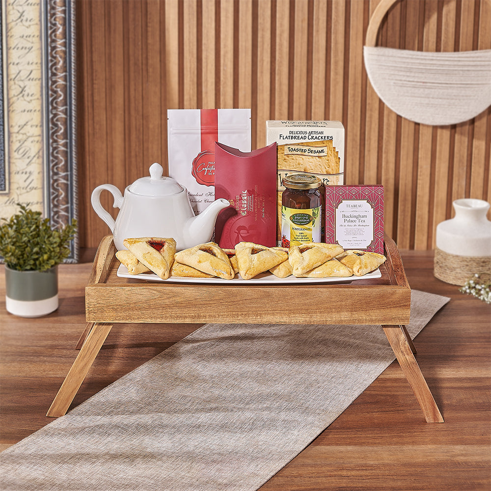 Purim Tea &amp; Hot Cocoa Gift Tray from Philadelphia Baskets - Tea Gift Basket - Philadelphia Delivery