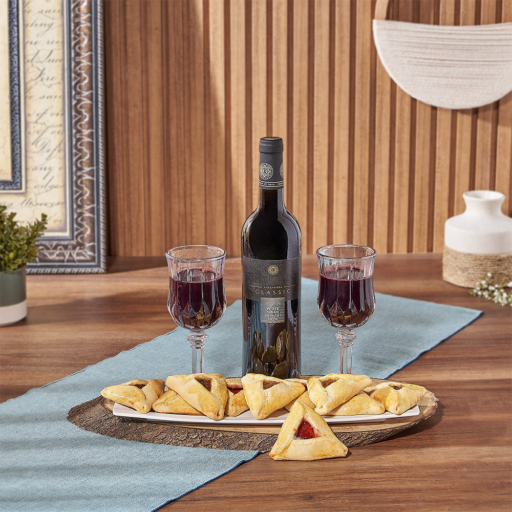 Purim Wine &amp; Cookie Gift from Philadelphia Baskets - Wine Gift Set - Philadelphia Delivery