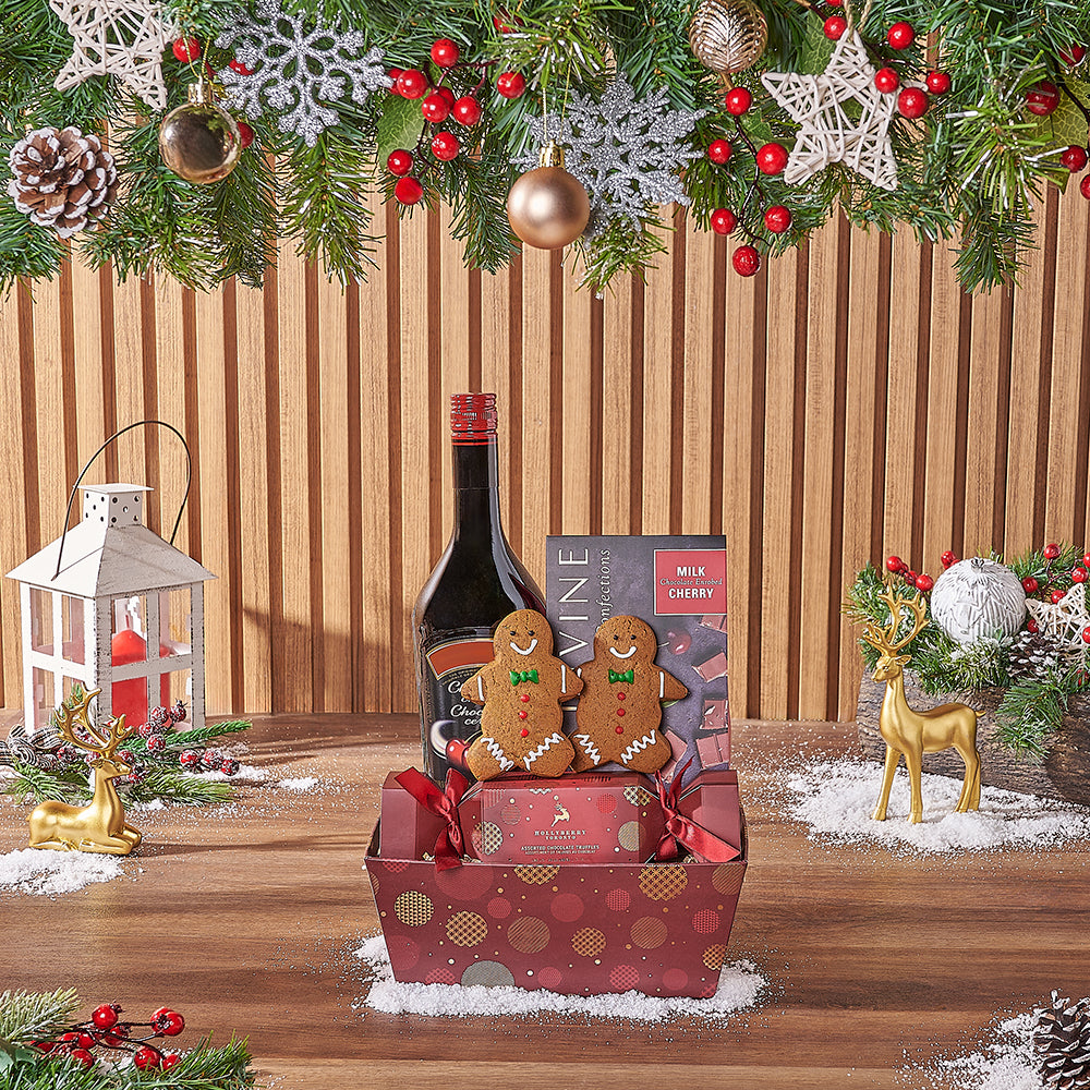 Red Sweets &amp; Spirits Gift Set, liquor gift, liquor, chocolate gift, chocolate, christmas gift, christmas, Philadelphia delivery