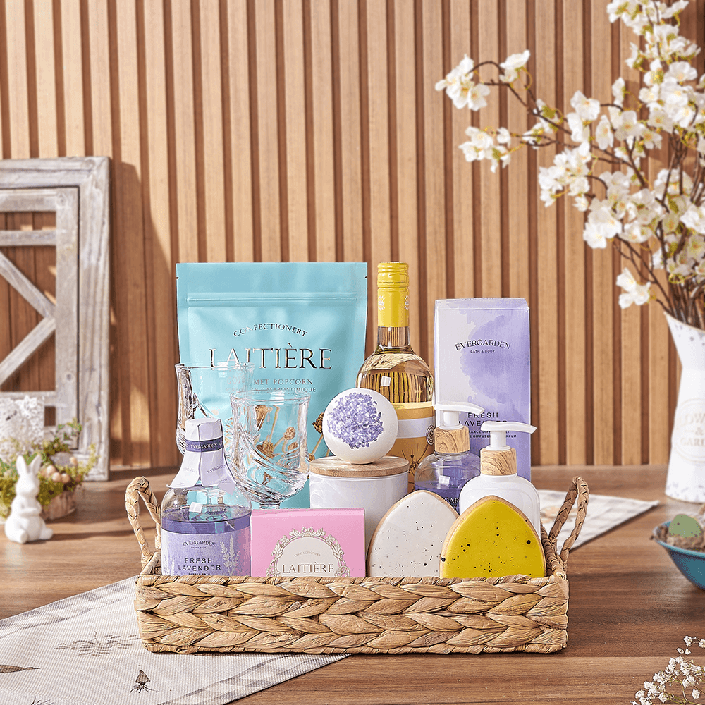 Relaxing Easter Spa & Wine Gift, spa gift, spa, wine gift, wine, easter gift, easter, Philadelphia delivery