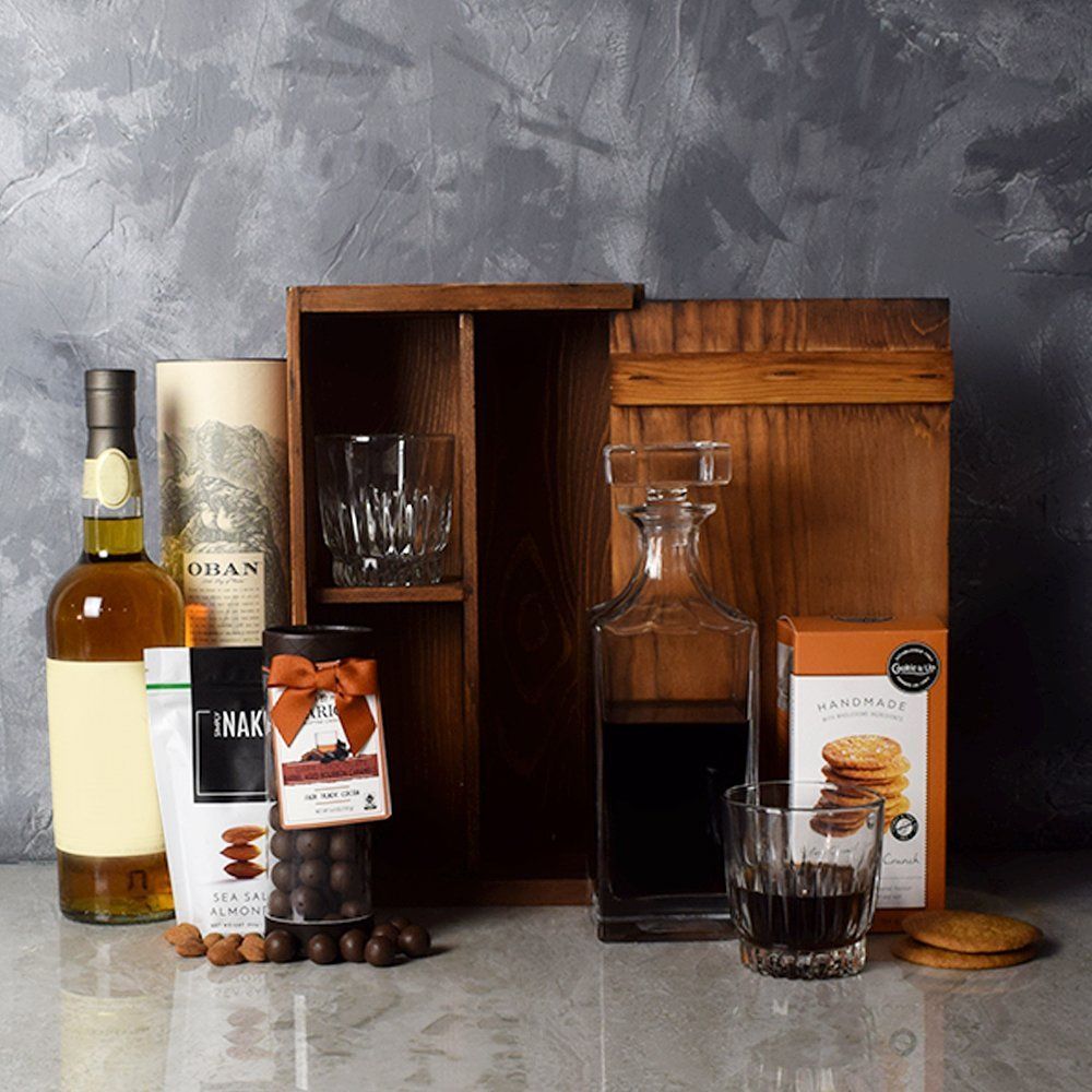 Rustic Decanter Whiskey Set from Philadelphia Baskets - Liquor Gift Basket - Philadelphia Delivery